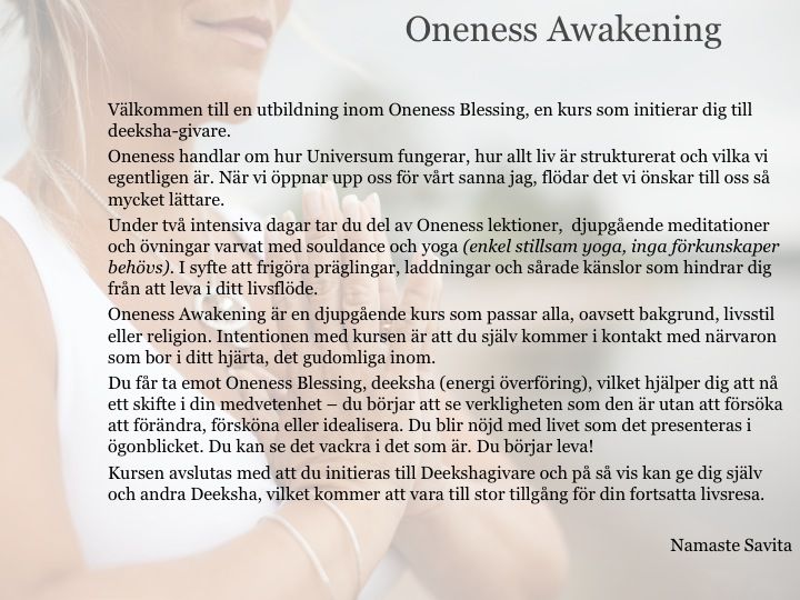 Oneness Awakening kursinbjudan
